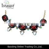 European and American Fashion High-grade Resin Diamond Gemstone Necklace Retro Enamel Trade Clavicle Chain Necklace Gold Chain thumbnail-6