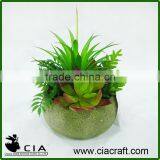 Hot Artificial Mixed Potted Plants Arangement in Concrete Barrel Pot thumbnail-2