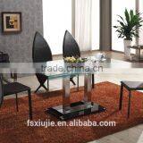L832A Modern Kitchen Designs Transparent Top Bent Side Glass Dining Table