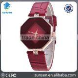 2016 New Arrival Lady's Rhombic Rhinestone Faux Leather Strap Analog Quartz Wrist Watch Gift thumbnail-1