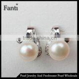 Freshwater Flat Pearl Earrings Mounting 925 Silver Wholesale thumbnail-1