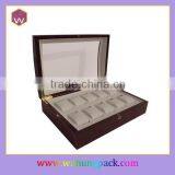 Brown Lacquer Wooden Watch Display Case With10 Velvet Pillows thumbnail-1