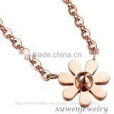 Rose Gold Plated Stainless Steel Metal Rose Flower Pendant Necklace