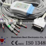 Schiller Long Screw 2.400095 EKG 10 Lead Cable and Leadwires IEC 4.0 Banana Connector