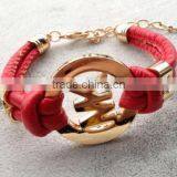 Fashion Vintage Pu Leather Women Handmade Bracelet