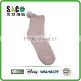 Light Pink Plain Fluffy Socks With a Light Pink Pom Pom thumbnail-1