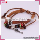 Braided leather bracelet factory, with beads bracelet hand chain for men
