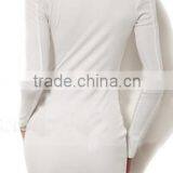 White Plain Ruffle Cross Collar Knit Dress New Ladies Dress thumbnail-2