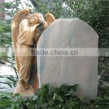 Wholesale Pink marble and white marble carved Angel headstone