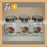 Fine Kitchen Accessory Ceramic Canister Set With Iron Rack thumbnail-1
