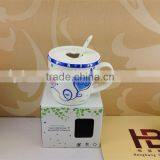 Lovely Printing Ceramic Gift Coffee Mug With Spoon thumbnail-1