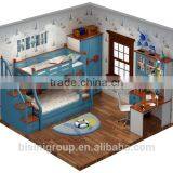 Color Life Mini Children Kid Bed Furniture Wooden Bunk Bed Set for Twins Bedroom Room thumbnail-2