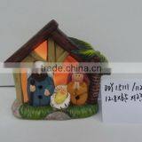 Antique Ceramic Nativity House Scene Figurines Set With Led Lights thumbnail-6