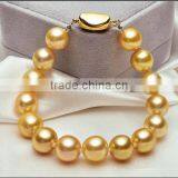 11-12mm Gold South Sea Pearl Bracelet With 14k Gold Clasp thumbnail-3