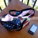 2015 Hot Sale Fashion Calico Cotton Shopping Tote Bags With Inner Pocket and Button Closure thumbnail-3