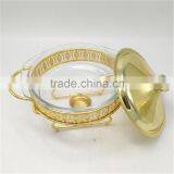 2L Glass Hot Food Warmer Round Silver Chafing Dish thumbnail-2