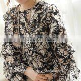 2017 Summer Print Chiffon Tunic Tops Long Sleeve Womens Shirts thumbnail-5