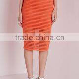 High Quality New Design Lady Stripe Mesh Midi Skirt thumbnail-4