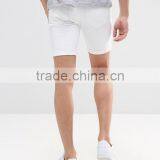 Latest Custom Functional Pocket Men's White Super Skinny Slim Fit 65% Cotton 35% Polyester Denim Concealed Fly Casual Hot Shorts thumbnail-2
