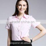 Fashion Ladies Short Sleeve Formal Tops Blouse Cotton Shirt thumbnail-2