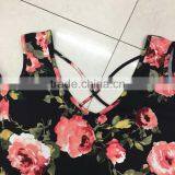 Women Low Price Sexy Cold Shoulder Floral Print Tight T-shirt thumbnail-3