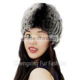 CX-C-240A Winter Hand Knitted Rugby Genuine Rex Rabbit Fur Knit Fur Hat thumbnail-4