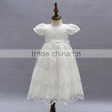 New Arrival Baby Clothes Wholesale Hot Sale Tulle Cheap 2017 Children's Boutique Short Sleeve White Summer Elegant Dress thumbnail-2