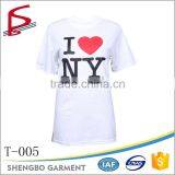 OEM factory I LOVE NEW YORK Printing 100% cotton white t-shirt