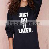 Wholesale Garments Boyfriend Terry Without Hood O-neck Comfortable Printed Plain Dyed for Women Sweatshirt Made in China thumbnail-2