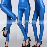 Wholesale Plain Womens Tight Pants/sexy Faux Leather High Waist Leggings Stretch PU Pants Laides Skinny Trousers thumbnail-2