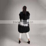 Myfur Wholesale Black Winter Warm Raccoon Fur Hood Knitted Fur Jacket For Women thumbnail-4