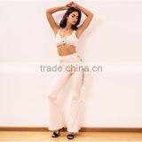 Runwaylover 100 New Fashion 2017 Ladies Suits , Women Sexy Crop Tops And Hollow Out Flared Pants thumbnail-5