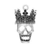 Charm Pendants Crown Skull Halloween Mask Antique Silver(Can Hold Ss6,ss9 Rhinestone) 4.2cmx2.5cm thumbnail-1