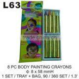 L63 8 PC BODY PAINTING CRAYONS thumbnail-1