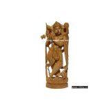 Wood Sculpture Handmade Lord Krishna Hindu Art India thumbnail-1