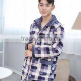 2017 Fashion Fleece Men Pajamas Check Printing Top Quality thumbnail-1