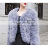 SJ012-01 Fashion 2016 Turkey Feather Women Fur Jackets