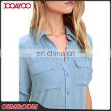 2017 New Summer Ladies Button Up Half Sleeve Cotton Blouse Women Latest Fashion Blouse Design thumbnail-6
