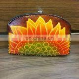 Handmade Real Leather Coin Purse ladybag Pattern zip Closure