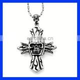 new design cross pendant necklace/ stainless steel skull pendant
