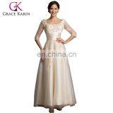 Grace Karin Newest Elegant Design Champagne Prom Dress With Long Sleeve CL6051-2# thumbnail-1