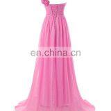 Cheap Bridesmaid Dress for Wedding 2016 One Shoulder Hot Sale Hand Made Flowers Long Evening Dress Wedding Party Gowns thumbnail-2