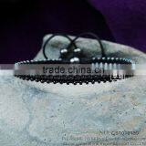 Handmade Black String Woven Alloy Beads Bracelet for Men thumbnail-1