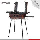 Lighted Aluminum Makeup Case With Legs With 4 Universal Wheels thumbnail-1