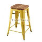MCH-1505 Yellow Wood Stool 65cm Height Metal French Bistro Chairs thumbnail-1