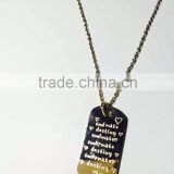 Statement Necklace, New Fashion Engraved Brass Pendant Necklace, Customized Brass Necklace Jewelry Wholesale PT8194