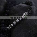 Wholesale Custom 8mm Lava Bead Bracelet Jewelry for Men Fashion Silver Buddha Bracelet thumbnail-4