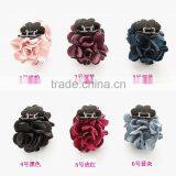 Grey Blue Satin Flower Hair Claw,Burned Flower Women Claw Clip thumbnail-2
