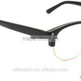 2015 Hotselling Round Black Acetate Hand Made Spectacles Optical Frames Eyewear Eyeglasses With Half-rim Metal thumbnail-3