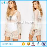 Customize made fashion women beach dress boutique embroidered cover up beach dress